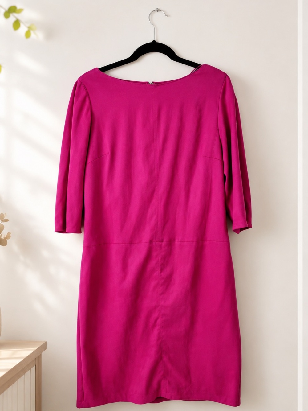 Vintage Designer 1980’s David Warren Suede Fuchsia Shift Dress